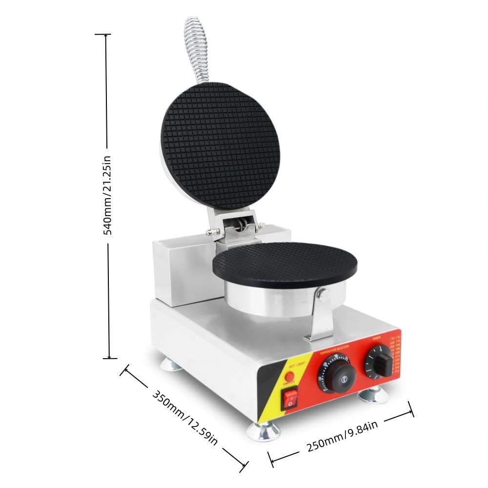 Máquina Comercial para Conos de Helado, Gofrera Eléctrica Profesional Antiadherente de Sobremesa para Heladerías y Restaurantes