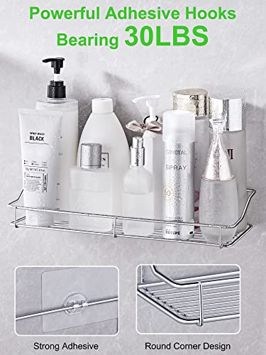 Smartake 2-Pack Shower Caddy, Wall Mounted Rustproof Bathroom Shelf With Adhesive, No Drilling Strong Shower Racks, Stainless Steel Storage Organizers For Kitchen Toilet Dorm (13 Inches), Silver #TOP2