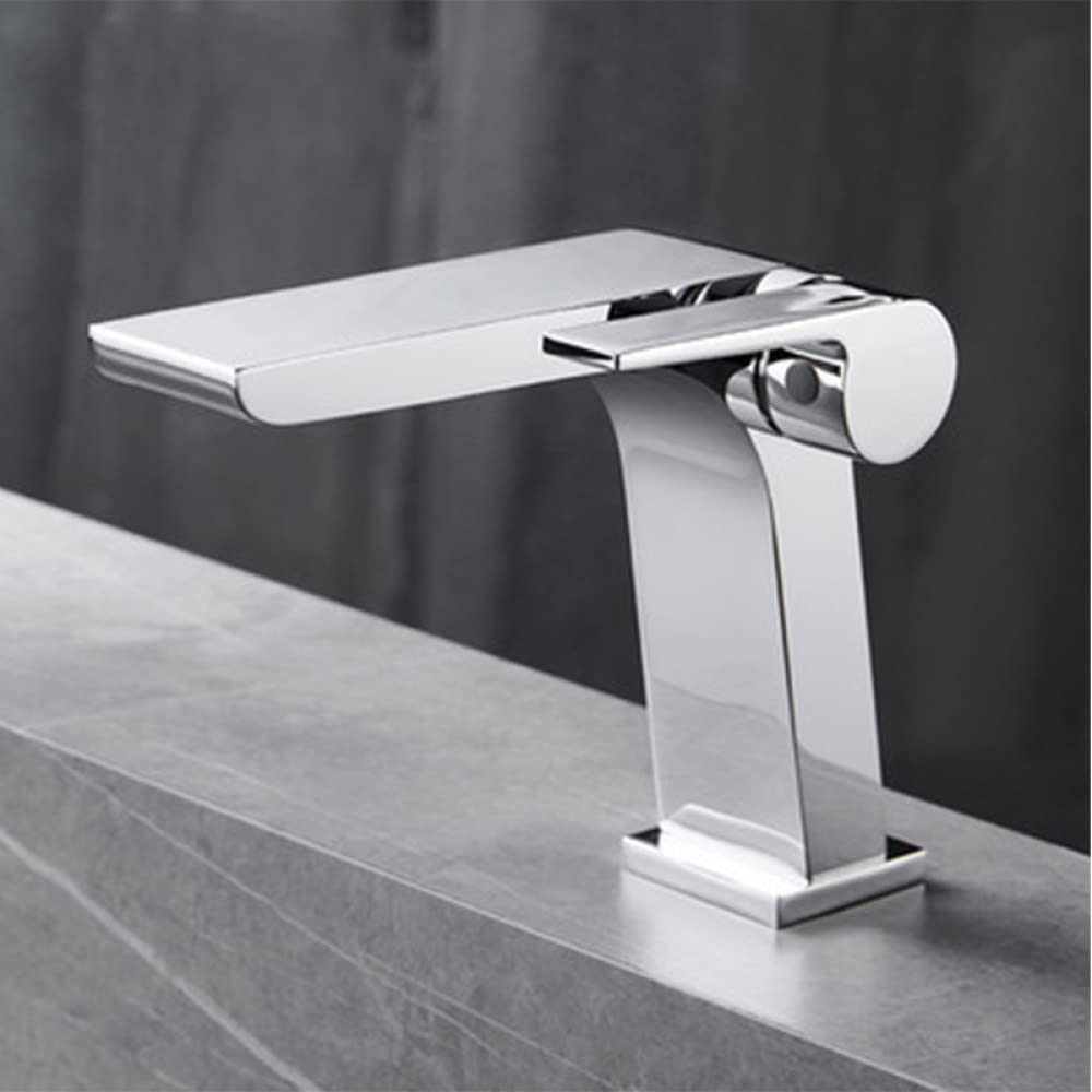 Robinet cascade pour lavabo de salle de bains mitigeur monotrou noir et gris chrome