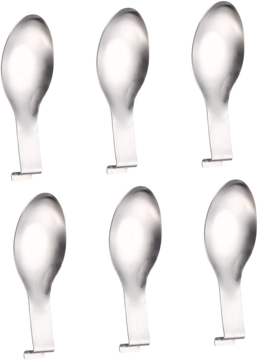 Mobestech 6pcs Spoon Holder for Pot Stainless Steel Spoon Rest Kitchen Holders Tea Rest