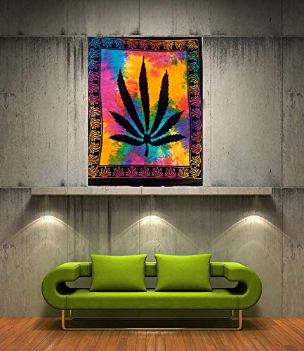 Icc Tapestry Wall Hanging Leaf Poster Hippie Decor Flag Tapestry Collage Dorm Trippy Bohemian Art Psychedelic Small Hippie Rasta Cheap Tapestries 30 X 40 Inches Multi Color #TOP1