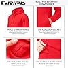 RIPT RCSWT763 Men's Hooded Soft Touch Loungewear Hoodie Sweatshirt Top, Red, L #3