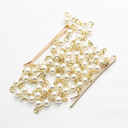 Yueton 2pcs Pinzas de Pelo con Cadena y Borla de Perlas Artificiales para Mujer miniatura 4