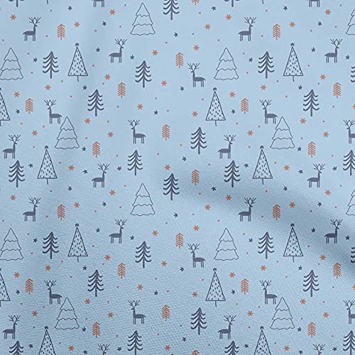 oneOone Cotton Poplin Light Blue Fabric Christmas Sewing Craft Projects Fabric Prints By Yard 42 Inch Wide