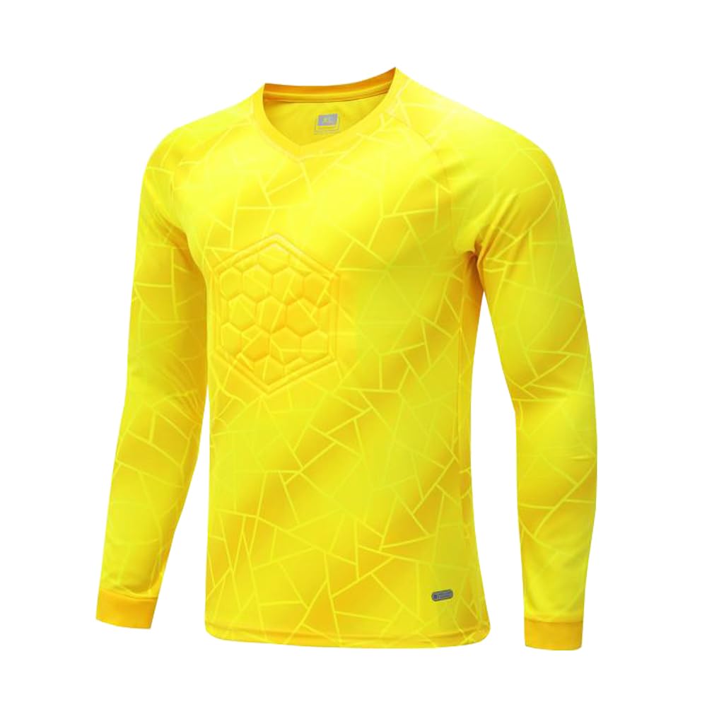 KKmeter Kids Goalkeeper Soccer Jersey Child Football Uniform Long Sleeve Training Padded Goalie T-Shirt