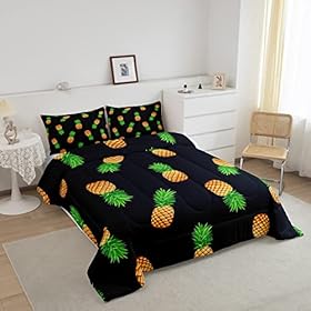 Pineapple Kids Bedding Set Full Size Tropical Fruit Print Fabric Comforter Set for Women Men Boys Fresh Pineapple Soft Lightweight Comforter Quilted Bedroom Decor Comforter Inner Fill 51cAtobtH+L. SS280