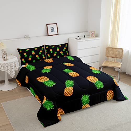 Pineapple-Kids-Bedding-Set-Full-Size-Tropical-Fruit-Print-Fabric-Comforter-Set-for-Women-Men-Boys-Fresh-Pineapple-Soft-Lightweight-Comforter-Quilted-Bedroom-Decor-Comforter-Inner-Fill 51cAtobtH+L