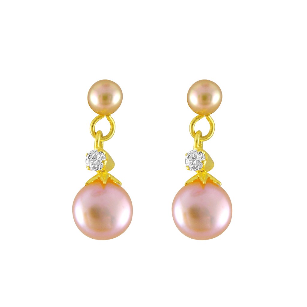 Sri Jagdamba Pearls Dealer Purva Pink Drop Pearl Earrings For Women and Girls | AA Freshwater Pearls | Ideal Gift for Women & Girls | Latest & Stylish Earrings (B00YPFN5ZS) Amazon Price History, Amazon Price Tracker
