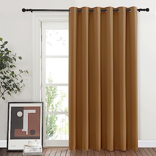 NICETOWN Sliding Door Curtains 84 inches Long, Grommet Blackout Thermal Patio Door Curtain Room Divider Darkening Sound Reducing for Room Divider (1 Panel, Gold Brown, W80 x L84)