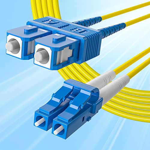 Image of 10Gtek Fiber Patch Cable - LC to SC OS2 1G /10G Singlemode Jumper Duplex 9 /125 LSZH Fiber Optic Cord, Yellow, 2.5-Meter(8.2-ft)