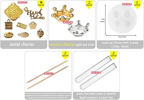 Miniatura 3 de Funshowcase Tubo y tapón de poción mágica de arte de resina, molde de silicona, kit de fundición de joyería, juego de 61 suministros con cuentas de