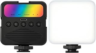 Luz LED Portátil para Gravação de Vídeo RGB - Iluminação Ajustável 3000K-6000K, Brilho Regulável, Recarregável USB-C, Suporte para Câmera e Celular (bml23)