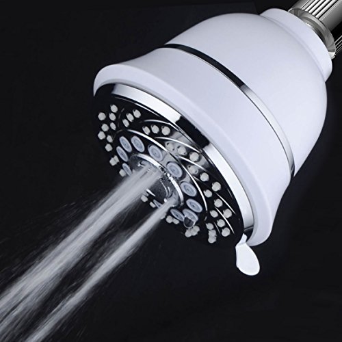 Aquacare By Hotel Spa Filtered Shower Head 4 Inch Chrome Face 6 Setting Showerhead With 3 Stage Shower Filter Cartridge Inside. (Dual White/Chrome Finish) #TOP3