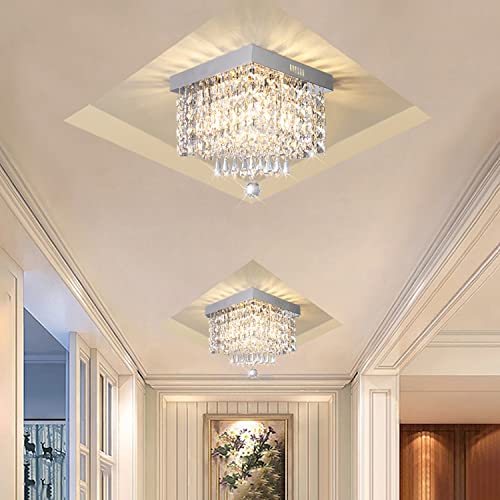 Modern Luxury Crystal Chandelier, Contemporary Raindrop Crystal Ball Square Chandelier Lighting Pendant Ceiling Lamp Flush Mount Ceiling Light Fixture Chandelier For Dining Room Bedroom Of Crystop #TOP6