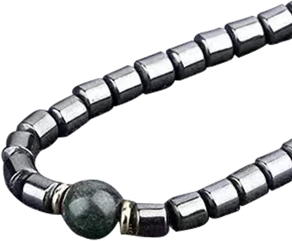 Terahertz Stone Necklace Terahertz Neck Chain Magnetic Clasp Reduce Pressure Alleviate Stress and Anxiety for Promote Health Round Bead Pendant Necklace Jewellery Gifts for Women Man Necklaces Gifts