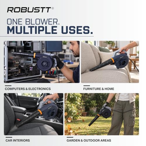 Robustt 620W Heavy Duty Air Blower Machine I 16000 RPM I 5-Variable Speed I 3.5M Long Wire I 3.7 m³/M Air Flow I Copper Motor I Ideal for Cleaning, Home, Car, Leaf Blower and PC I 1 Year Warranty - Image 4