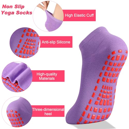 Jspupifip 4 Pairs Pilates Socks for Women, Non Slip Yoga Socks with Grips for Yoga Pilates Ballet Barre Athletic2