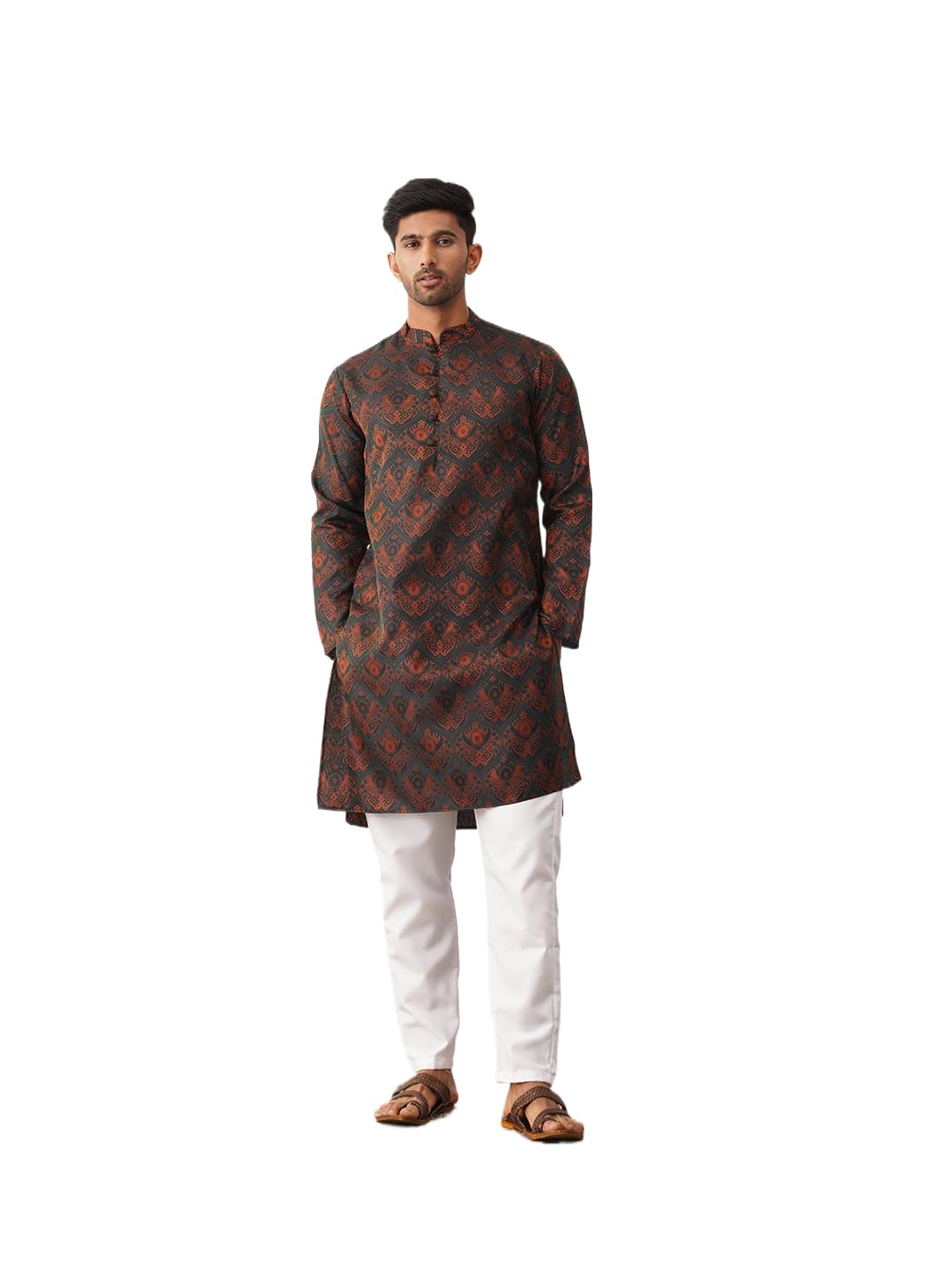 jompers Mens Silk Blend Straight Kurta Pyjama Set.-picture-28