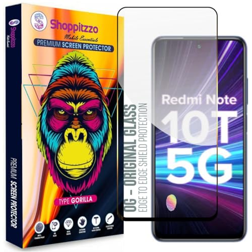 Image of Military Grade-Gorilla Tempered Glass Screen Protector-with 100% Fingerprint Sensor Working-Edge to Edge Full Screen Coverage-9H Hardness-With Easy Installation Kit-Black(Pack Of 1)-Compatible With Redmi 10 Prime|Note 10T 5G|Poco M3 Pro (6.5 Inch)