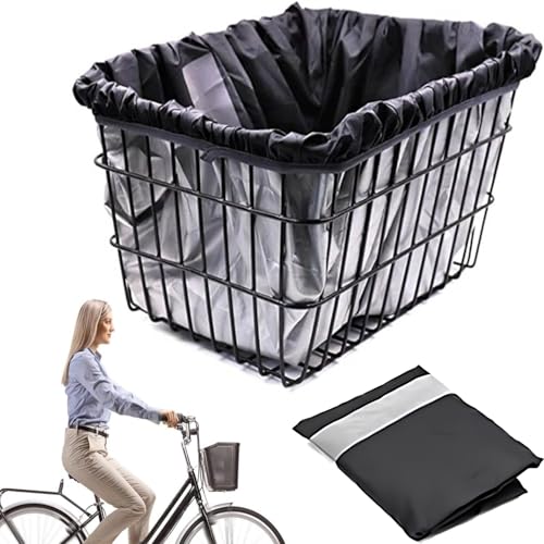 JooBsoso 自転車 バスケット スケットカゴ 自転車カゴカバー 自転車カゴカバー 防水 耐摩耗性 防水保護カバー 前かごカバー 自転車アクセサリー 自転車用バスケットに適合 ブラックの商品画像（Amazon）