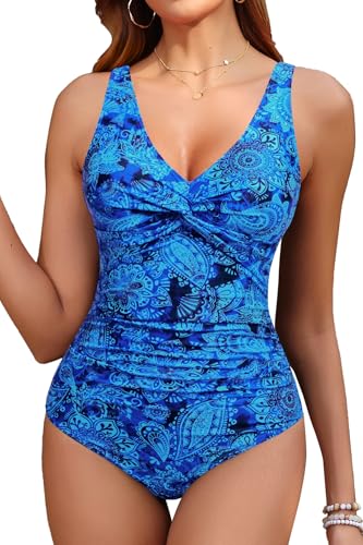 Image of Holipick Women Tummy Control One Piece Swimsuit - Push Up Bathing Suit Full Coverage Slimming Swimwear