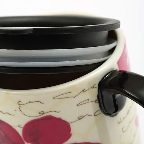 Miniatura 9 de Topadorn Taza de café de cerámica de viaje de 17 onzas con tapa sellada, juego de 2