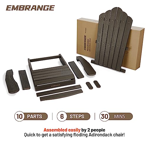 Embrange Folding Adirondack Chairs Weather Resistant, Plastic Adirondack Chairs For Outside. Patio Chair Lawn Chair Outdoor Folding Chairs For Patio Deck Garden, Backyard Deck, Fire Pit (Coffee) #TOP4