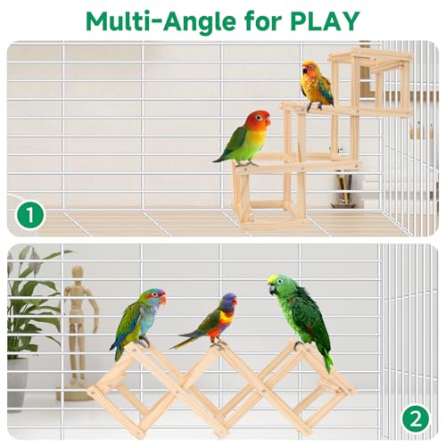 Image of Parrot Multi-Angle Peaches Platform(3 Blocks), Bird Enrichment Toys Activities Parakeet Cage Accessories Wooden Playing Gyms Exercise Sturdy for Small to Regular Birds