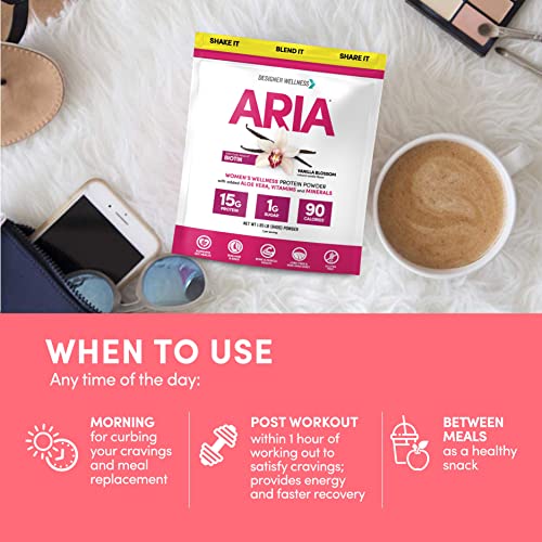 Designer Wellness, Aria, Women's Wellness Low Calorie Vanilla Protein Powder With Biotin, Vitamin C And Organic Aloe, Vanilla Blossom, 1.85 Pound #TOP7
