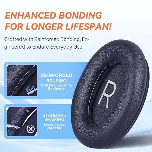 Image of Aurivor Replacement Ear Pads for Bose QuietComfort 45 35 ii (QC45 QC35) Headphones, Earpads Cushions for QC SE SC & New Quiet Comfort (Deep Bass), with Softer Foam & Protein Leather (Midnight Blue)
