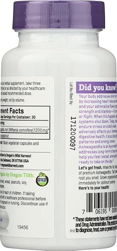 Miniatura 3 de Oregon's Wild Harvest Ashwagandha 90 cápsulas de gelatina