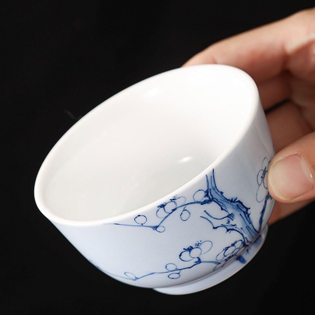 LAPADULA Infusore per il Tè Tazza da tè in ceramica cinese con fiori di pruno dipinta a mano, tazza da tè personale, tazza singola Tazze da Tè