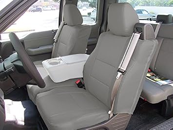Iggee for 2004-2008 Ford F-150 Built in Seatbelt Type Artificial Leather Custom Exact fit 2 Front seat Covers Grey