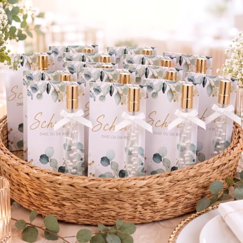 Geiserailie 30 Cadeaux d'Invités pour un Mariage Vaporisateur de Parfum avec Carte Mini-Perles Artificielles Noeuds Entonnoirs Sachets en Organza Cadeaux d'Invités pour Communionbaptême Anniversaire