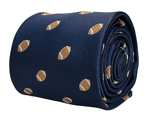 Frederick Thomas - Frederick Thomas Navy Blue Men's Tie with Quirky American Football Design, classic 8cm width 147cm Length Necktie Ideal for Office Wear, Weddings, Formal Events and Dinner Parties