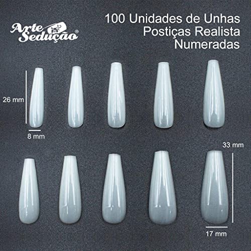 Unhas Postiças Realista Bailarina, 100 Unidades, Arte Sedução