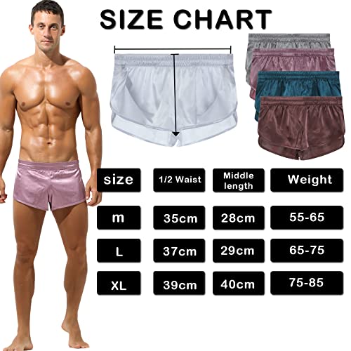 YUFEIDA Men's Athletic Supporters Silky Jockstrap Boxers Lightweight Active Shorts Large Side Split Satin Boxers4