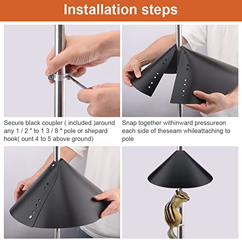 Déflecteur Anti-Écureuil 40.6 Cm – Protection 360° Pour Mangeoires Oiseaux, Poteau Ou Suspendu, PP Robuste