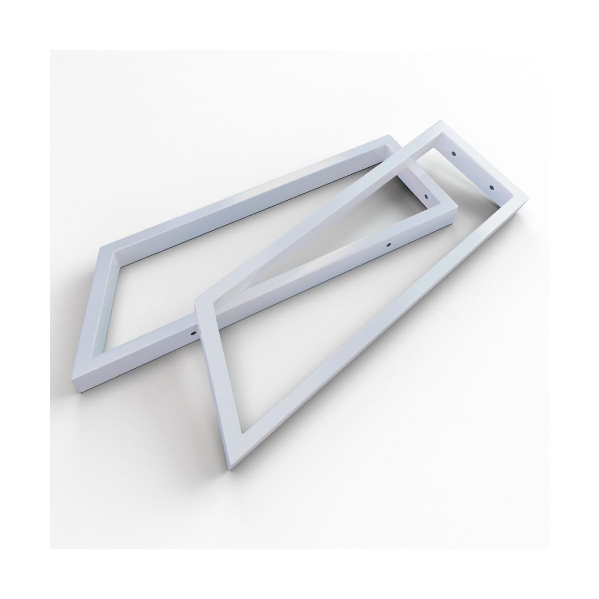 KERABAD 2 Stück Design Regalhalterung Weiss für Waschtischplatte, Waschtischkonsole, Regalhalter, Konsole, Trapez 48 cm, Massive Ausführung aus 1,5mm Stahl