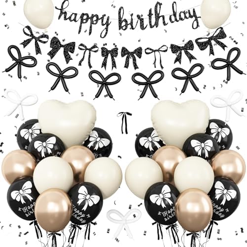 Décorations d'anniversaire en forme de nœud, coquette avec banniè...