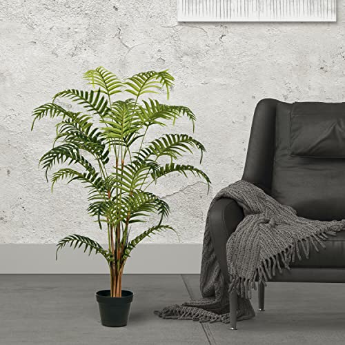 Vickerman 47 Inch Tall Potted Artificial Fern Palm Tree Tropical Plant For Home Living Room Kitchen Office Indoor Plant Decor Faux Tree Natural Green Look #TOP2