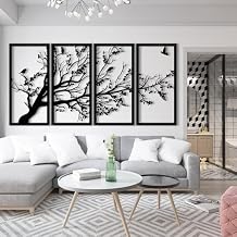 Metal Wall Decor, Tree of Life Wall Art, 4 Panels Metal Tree Wall Art, Tree Sign, Metal Wall Decor, Metal Wall Decor, Home Wall Hangings, Family Tree Wall Decor, Tree of Life Decor 59"W x 30"H / 150x75 cm, black