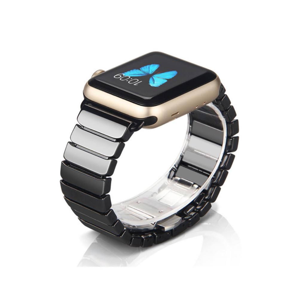 PRITO Compatible Apple Watch -Ceramics Strap 49mm/45mm/44mm/42mm Replacement Strap for Apple watch Wristband Link Bracelet (Ceramics Black)-image-27