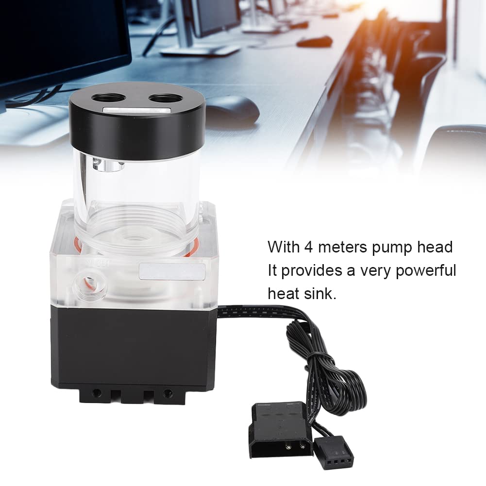 Cuifati Zintegrowana Pompa ze Zbiornikiem Chłodzenia wodą do Komputera PC 800 L/h, Anoda Aluminiowa + PMMA + POM, Kolor Czarny/srebrny, Rozruch 7 V, Głowica Pompy 3,1 Stopy, Efektywne Odprowadzanie