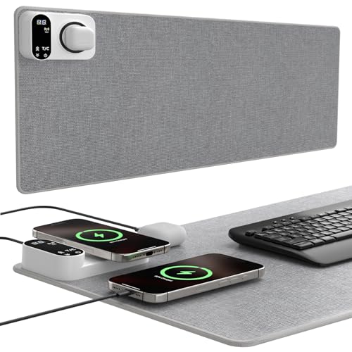 YUECHCASES Heated Desk Pad, 10s Fast Heating Desk Mat with
