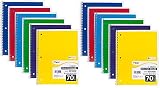 Mead Spiral Notebook, College Ruled, 1 Subject, 70 Sheets, 7.5" x 10.5", 12 Pack, Assorted Colors (0