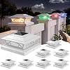 APONUO Solar Post Cap Lights Outdoor RGB Color Changing with Remote, Fits 4×4 5×5 Vinyl & 4×4 6×6 Wood Posts, IP65 Waterproof Fence Post Solar Lights for Deck Patio Yard (8 Pack White)