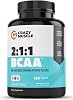 Crazy Muscle BCAA Pills Branched Chain Amino Acids Essential Supplement for Workout Support Pre Post Training Fitness Support for Men and Women 2:1:1 Ratio 120 Tablets 40 Servings.