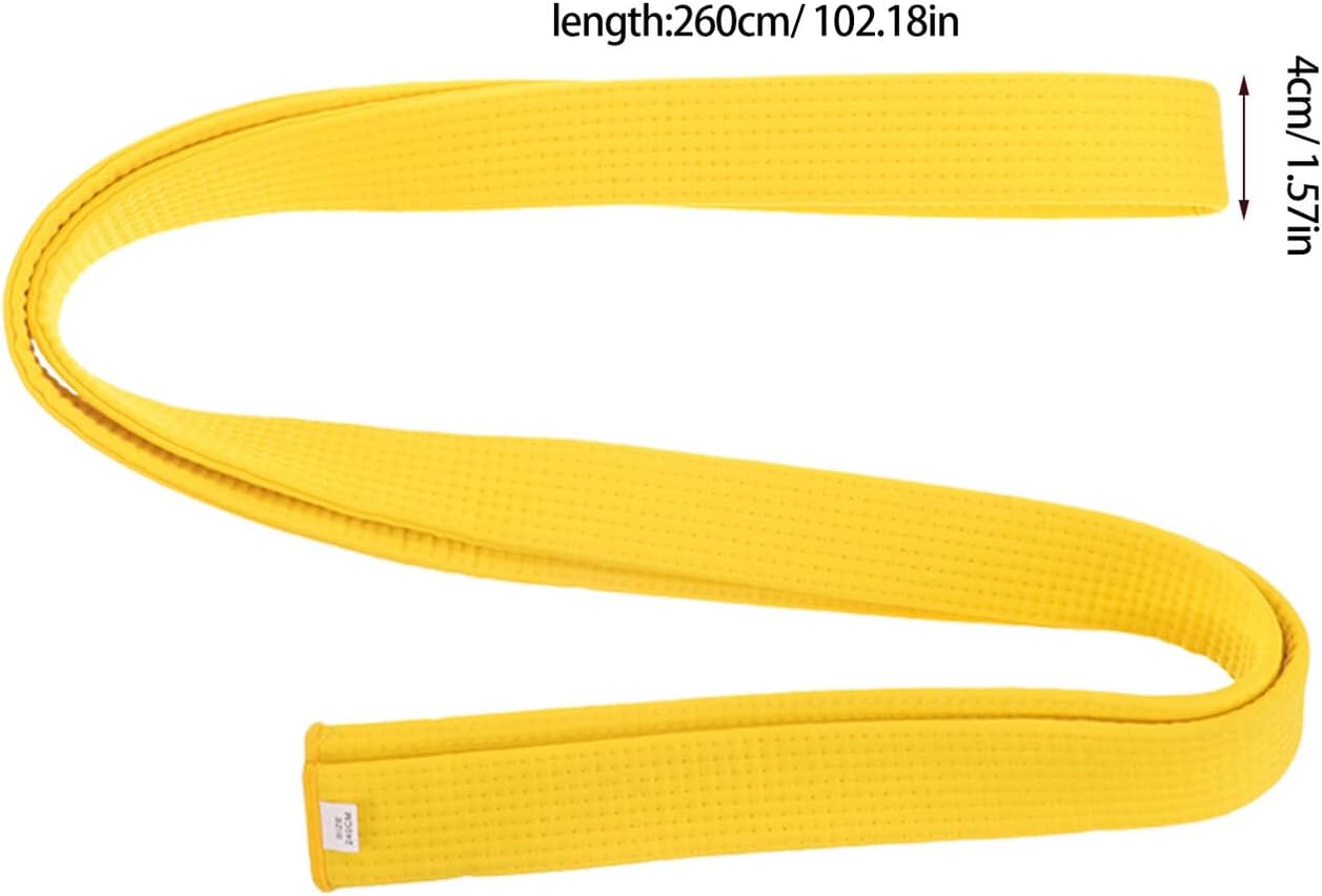 OUNONA 2pcs Taekwondo Belt Yellow 260cm Martial Arts Uniform Waistband for Men Women Youth Training and Competition Karate Practicing Supplies