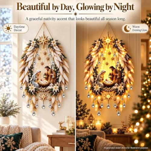 Golden Wing Angel Christmas Ornament, LED Stained Glass Suncatcher Decor,B - image 2